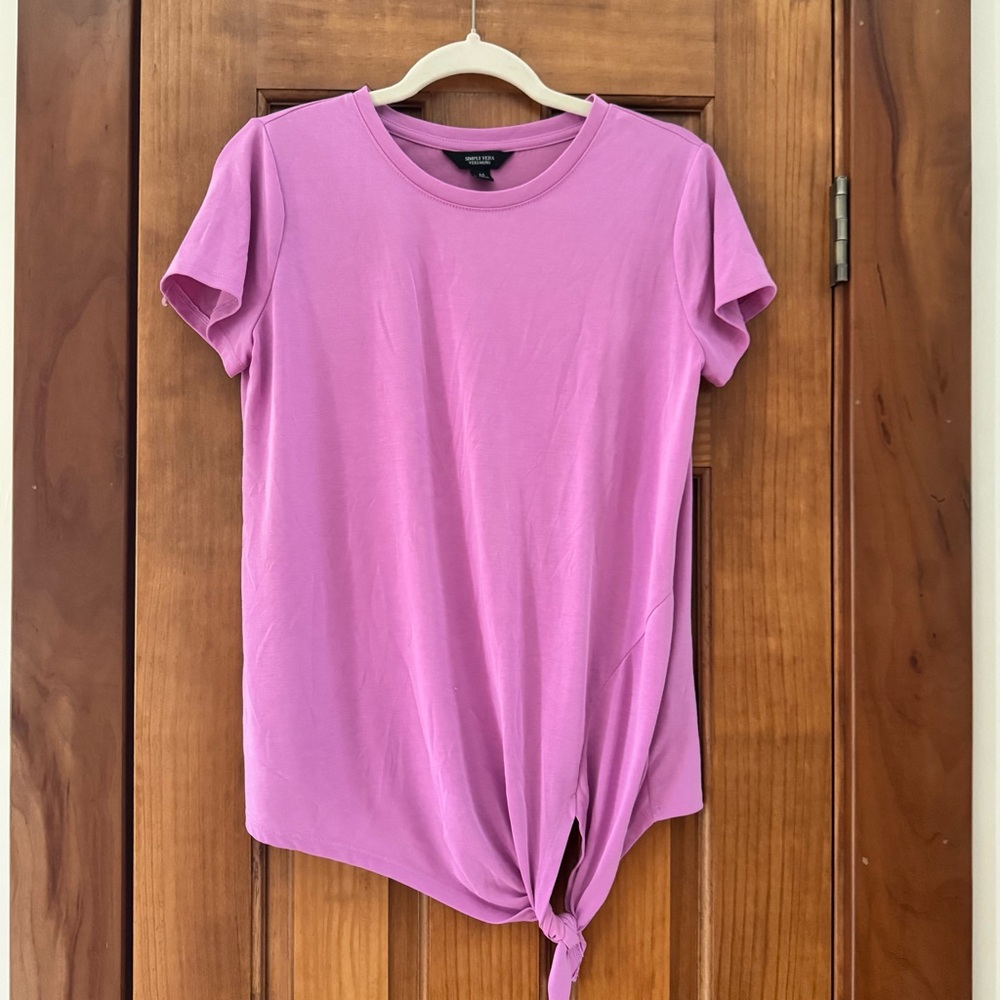 Simply Vera Vera Wang Side Tie Top Women's Medium Light Purple Pink Casual